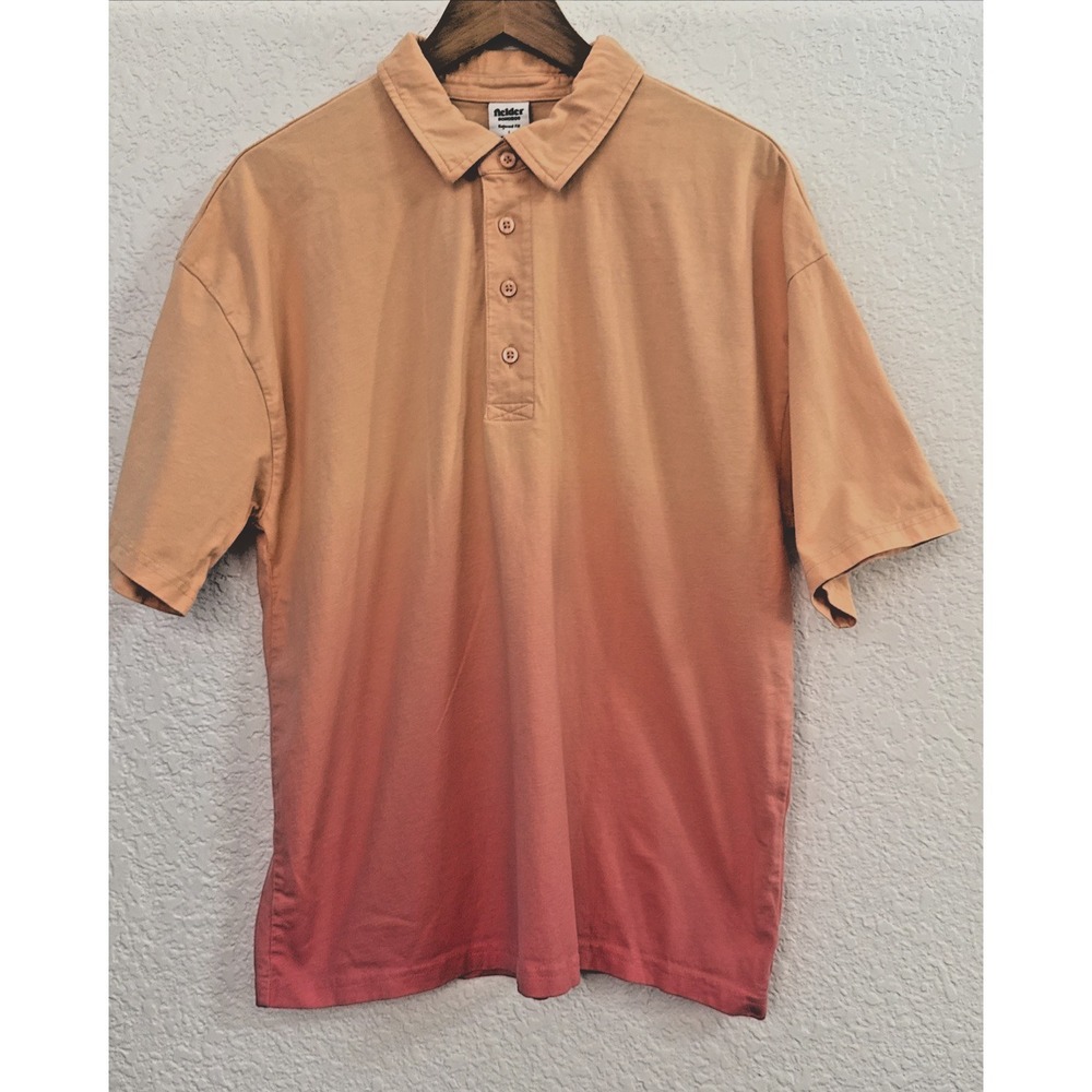 Fielder Bonobos Orange Peach Coral Relaxed Fit Polo Shirt 100% Cotton Men Size L